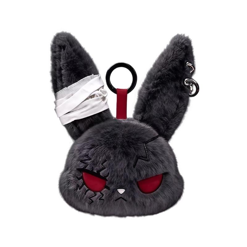 Dark Style Rabbit Plush Keychain Cute Rabbit Toy Stylish Keyrings Pendant Accessory For Bag Keys And Home Decors