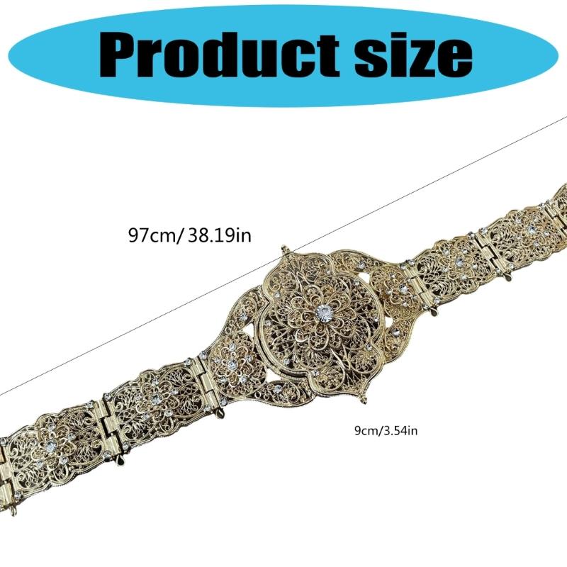 Vintage Crystal Wedding Body Chain Belt Caucasian Ethnic Style Waist Band Girdle for Bridal and Formal Occasion