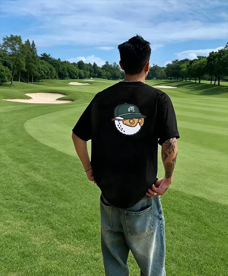 White Retro Sports Trendy Golf Wear Brand Tshirt Cotton Graphic Tee Unisex Unisex Summer Streetwear