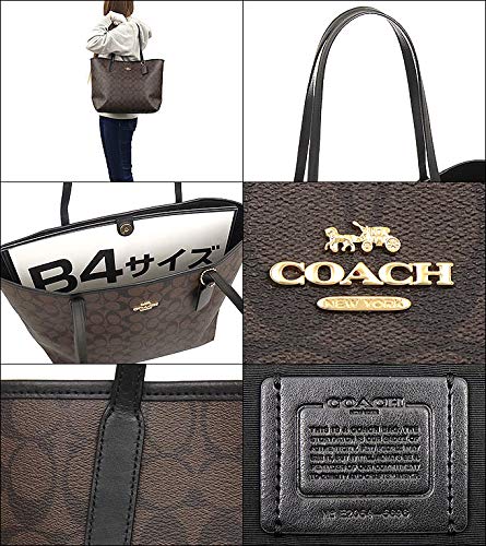 Tasche F05696 5696 Braun x Schwarz Signature PVC Leder Open City Tote Damen [Coach] (Tragetasche) [Outlet-Artikel] [Marke] [Artikel]