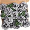 25Pcs Gift Box Foam Pe 3.15 Inch Rose Flower with Stem Simulation Artificial Flower