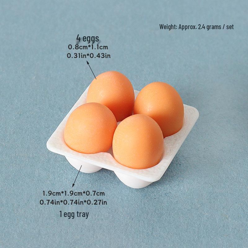 

Mini Dollhouse DIY Egg Carton Model with Duck Egg Ornaments and Tray Accessories for Kitchen Scene Decor.