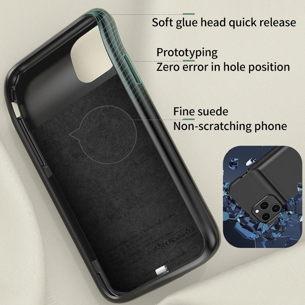 For iPhone 12/12Pro External Battery Charger Case Power Bank Cover