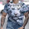 Tiger Print T-Shirt 3D Animal Men's Shirts Summer Short Sleeved Male Pullover Oversized T-shirts Casual Tops Tees Men Clothing Shirt