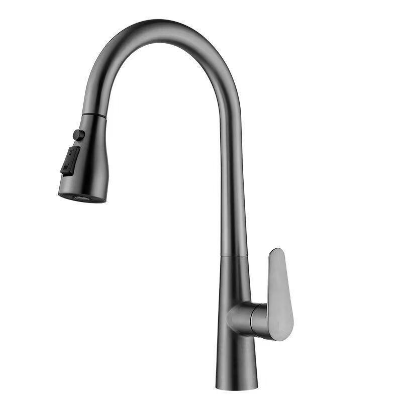 TLXT Gunmetal Grey Pull-Out Kitchen & Bathroom Faucet