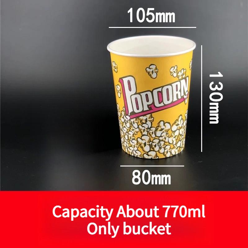 Large Capacity Popcorn Bucket Disposable Food Grade Paper Bucket Thickened Packag Box for Cinemas Oil Proof and Leak Proof Snack Packaging Container