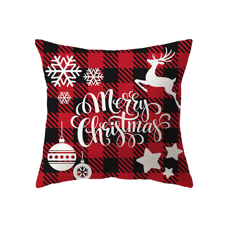 Weihnachtsthema-Elch-Druckmuster-Polyester-Kissenbezug für Zuhause, Wohnzimmer, Sofa, Dekoration, quadratischer Kissenbezug