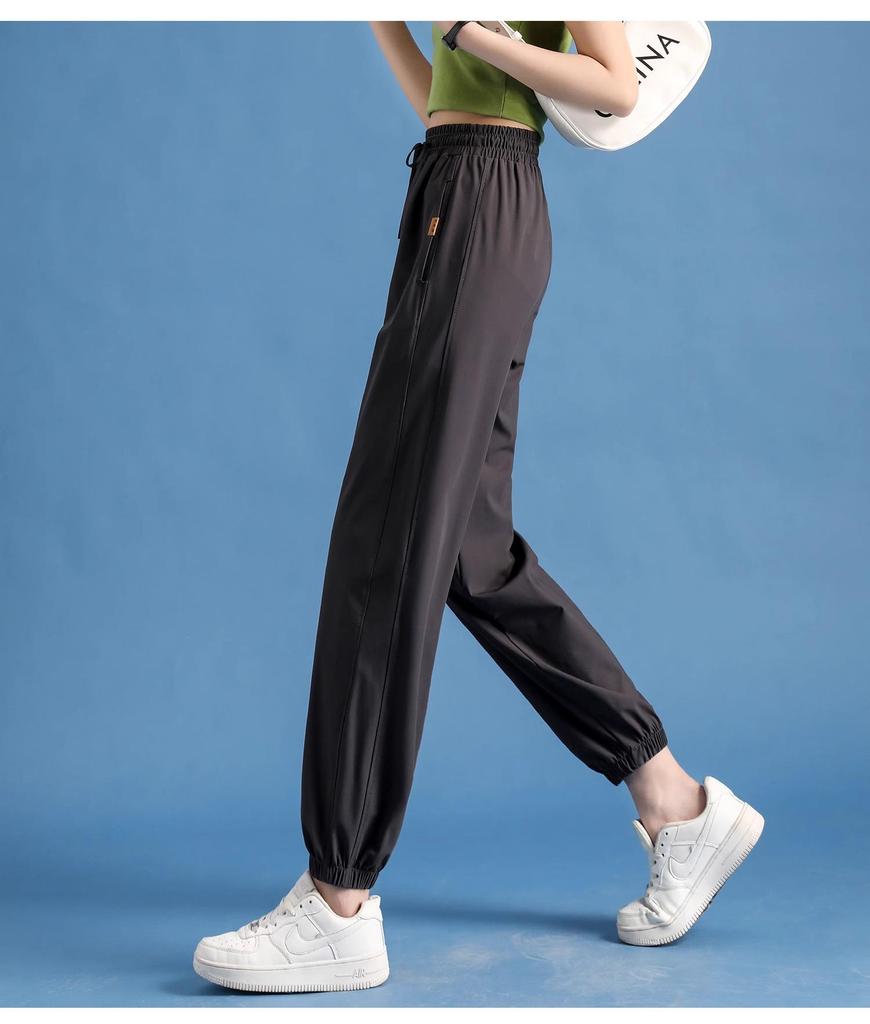 Women's Plus Size Ice Silk High Waist Quick-Dry Sports Pants - Summer Loose Fit, Mosquito-Proof