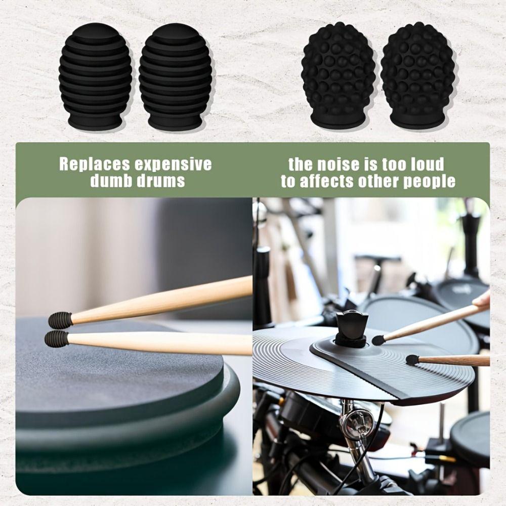 2Pcs Weakened Sound Drum Mute Silicone Drumstick Head Protective Cover Percussion Instrument