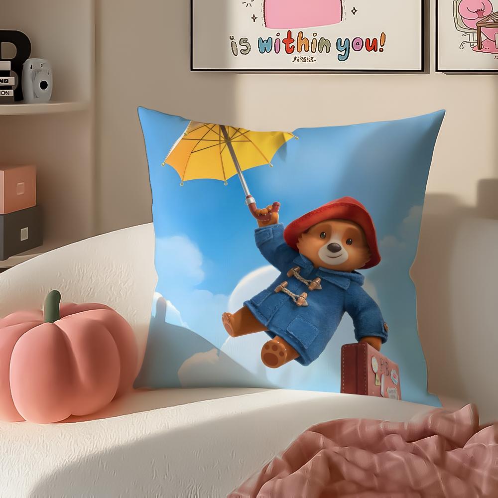Cute PPaddington Bear Cushion Cover Pillowcase Short Plush Invisible zipper Room Sofa Cushion Cover