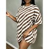 3D Printed O Neck Short Sleeved T-shirt Women's Tops Summer Fashion Striped Pattern Plus Size T-shirts