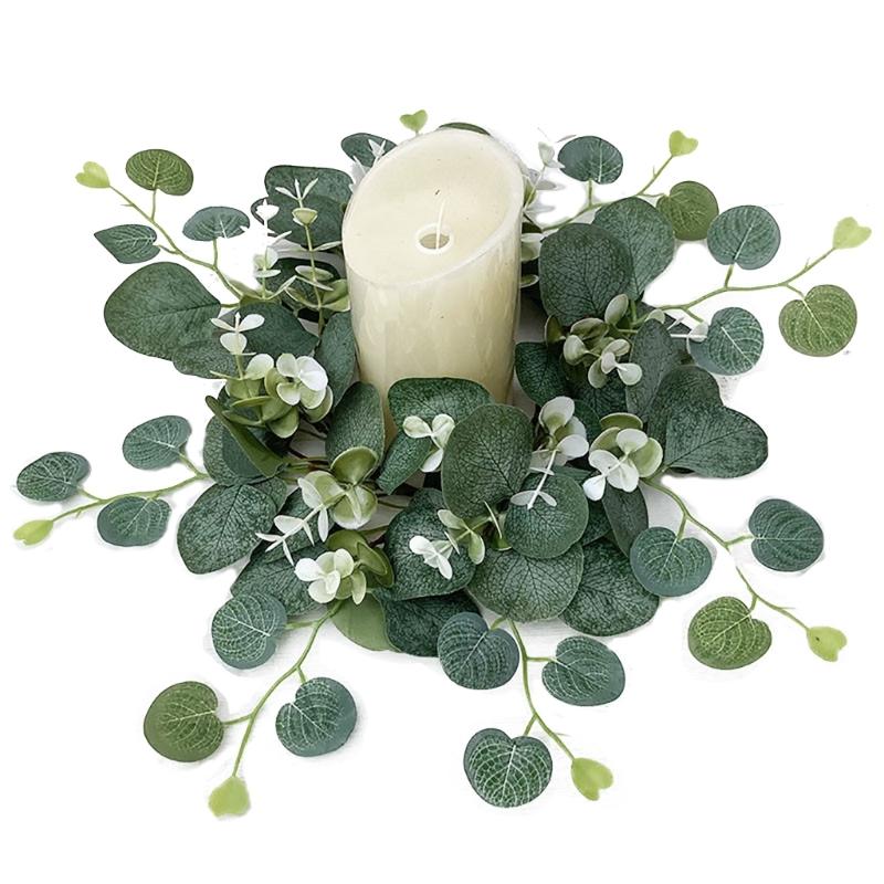 Coroană de verdeață artificială de 25 cm pentru ghirlande de sfeșnic Coroană de inele pentru lumânări pentru petrecerea de nuntă decor centrală de Crăciun