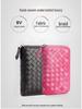 Men's Knitted Leather Car Key Pouch - Large Capacity Zipper Key Holder with Portable Keychain