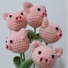 1pcs Finished Handmade Hand-knitted Yarn Crochet Tulip Artificial Flowers Bouquet Birthday Gift Wedding Home Decor