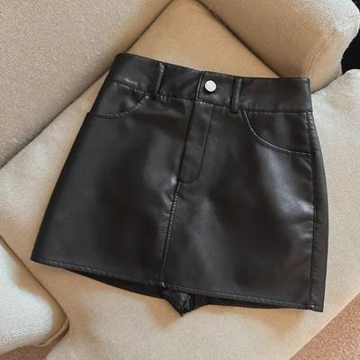 Black PU High-Waist A-Line Mini Skirt - Spring/Summer 2024 Collection
