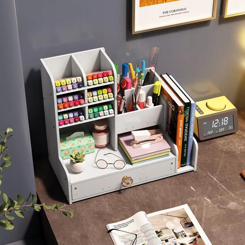 Desk Organizer With A Compartment For Books And Crayons