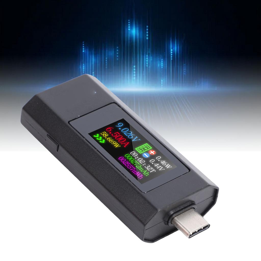 USB C  0-6.5A 0-195W Voltage Current Power Capacity  Color Screen Type C Multimeter for 3C Digital Products