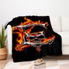 Flaming Skull Metal Wall Art DecorBlanket Flannel Throw Blanket for Sofa, Bed, Travel, Camping, Office