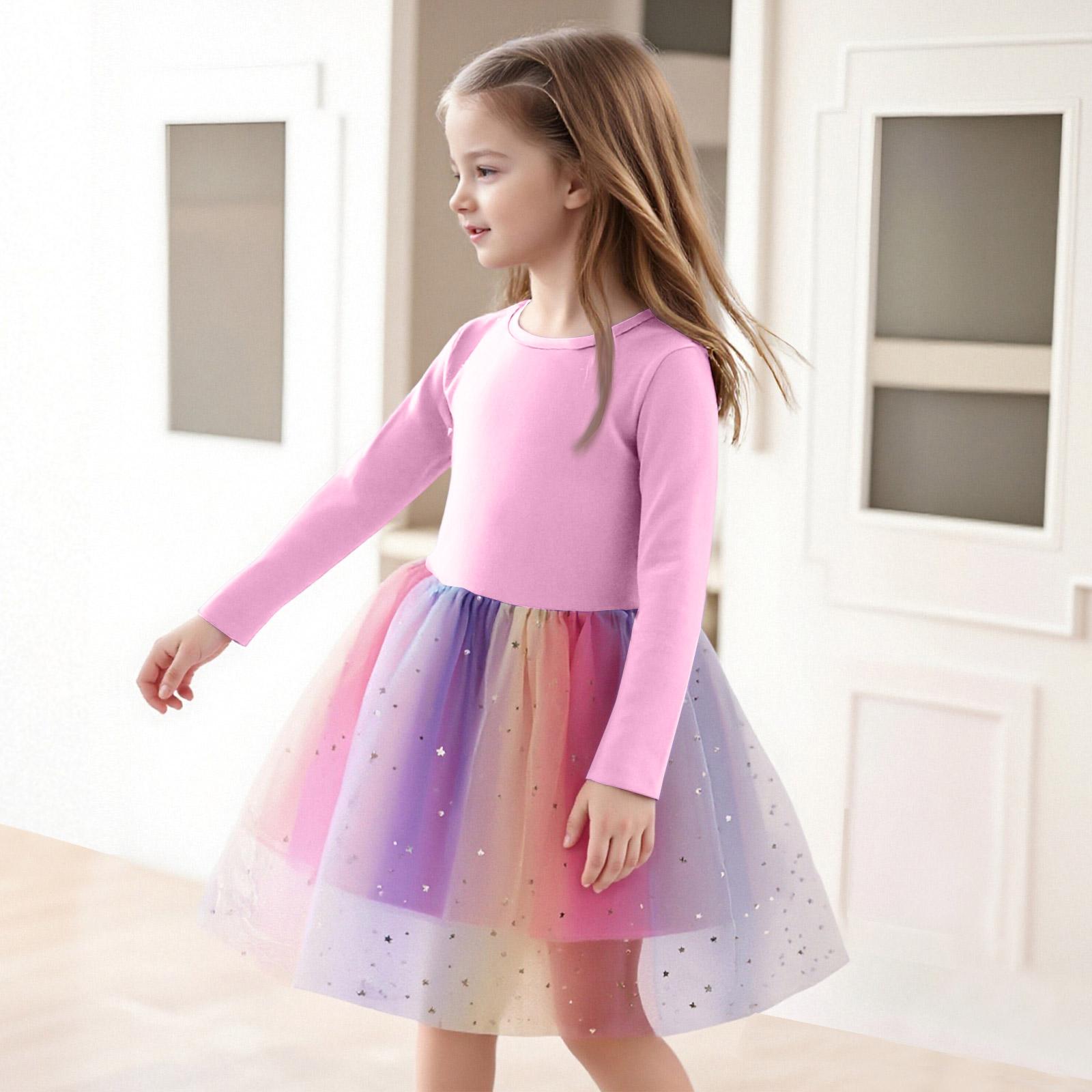 Girls  Plain Weave Dress - Long Sleeve Frock 140