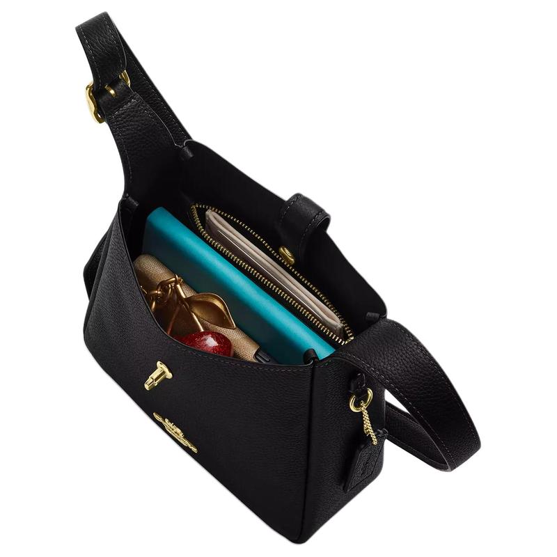 Coach Hadley 20 Branded Gold Hardware Calf Leather Crossbody Bag Small Women's Black