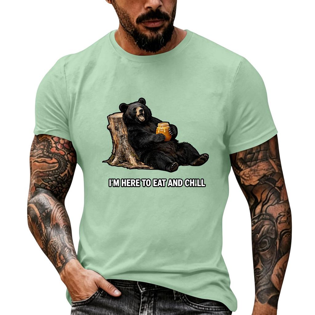 Herren Lustiger Tier-Spruch Print Vintage T-Shirt, Locker Atmungsaktiv Sommer Freizeit Oberteil