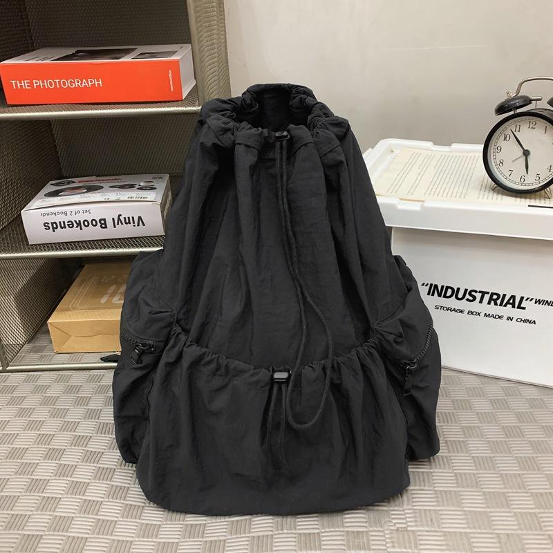 School bag new folding backpack multi-pocket bundle design simple solid color storage bag leisure travel couple backpack tide