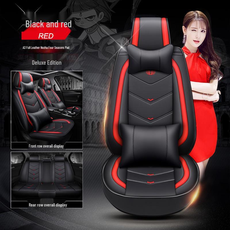 A2 Cartoon Full Leather Car Seat Cushion - New Devil Design