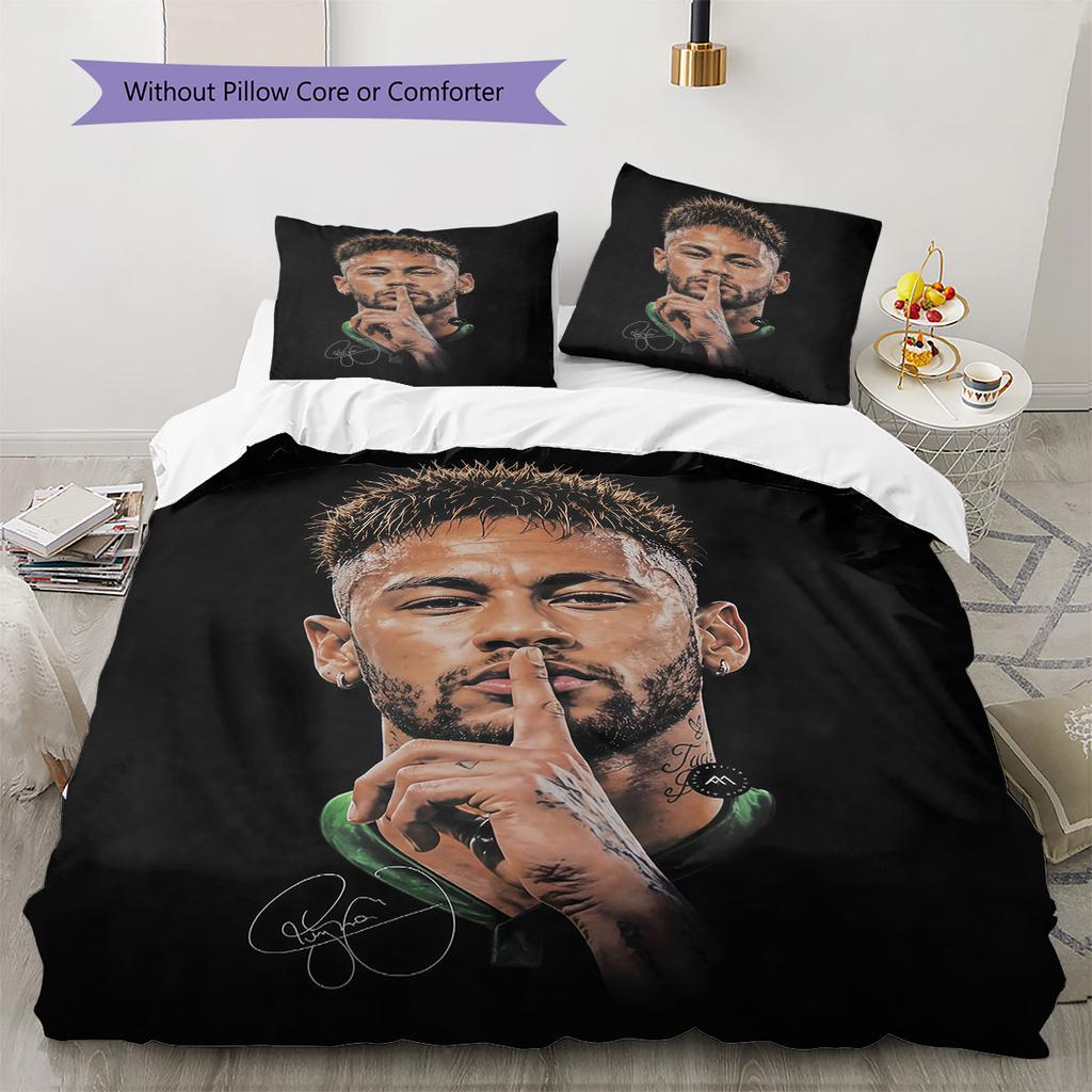 Σετ Κλινοσκεπασμάτων με Σχέδιο Neymar, Σετ Παπλώματος Κάλυμμα Παπλώματος Μαξιλαροθήκη Οικιακό Δώρο Γενεθλίων(1 * παπλωματοθήκη + 2 * μαξιλαροθήκη, χωρίς πυρήνα)