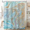 Luxury Marble Pattern Shower Curtain Waterproof Bathroom Decoration Print Home Decor Shiny Metal Gold Blue White Colorful Modern