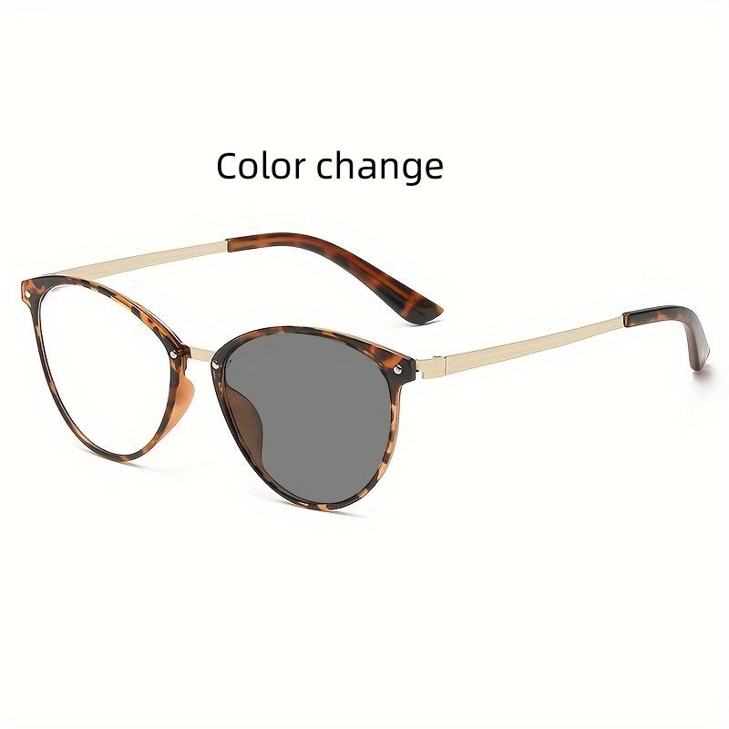Fashionable Color Shift Sunglasses Unisex Anti Blue Light Glasses With Metal Frame Dual Purpose Eye Protection