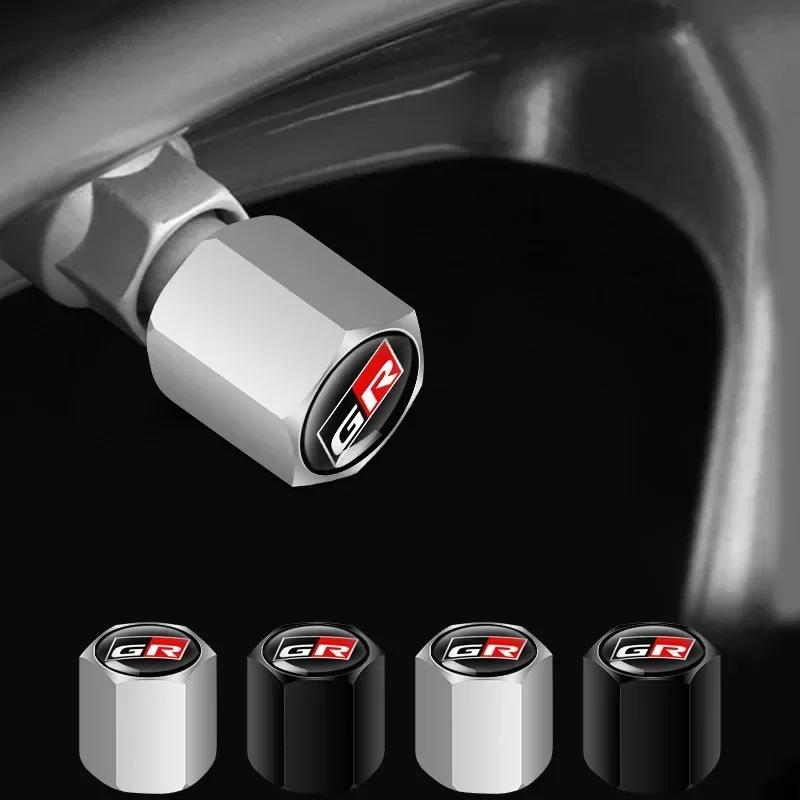 CKO1 Alloy Anti-Theft Tire Valve Caps Car Wheel Stem Rim Caps Covers For Toyota GR Sport Yaris Corolla Hilux Supra C-HR Accessories