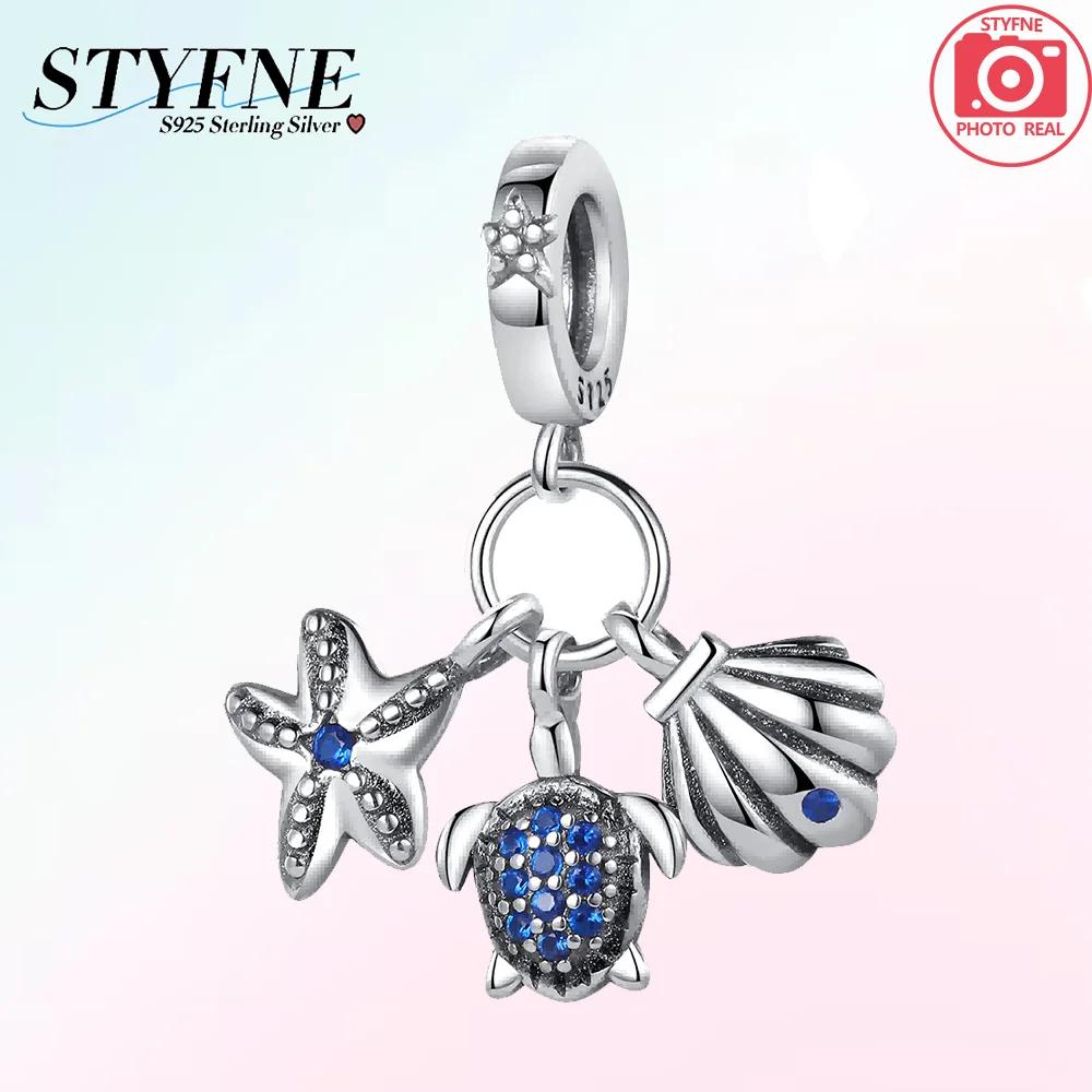 Original Copper Blue Octopus Tail Starfish Animal Seahorse Beads Charm Fit Bracelet Women Anniversary Gift Accessory Jewelry