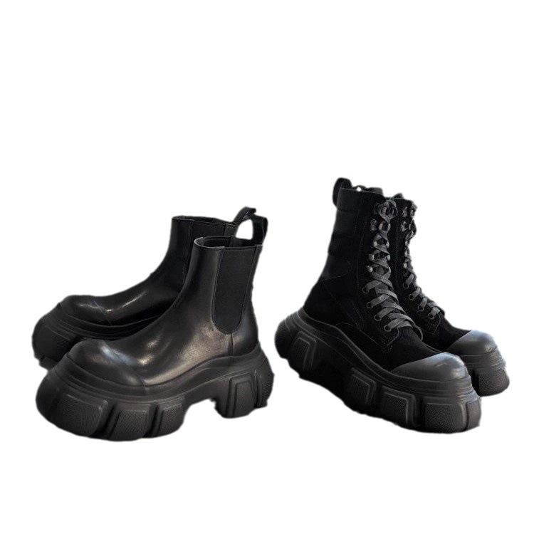 Projektant Nowe Damskie Botki do Kostki Skóra PU Gruba Podeszwa Sznurowane Botki Bojowe Damskie Jesień Zima Buty na Platformie Kobieta