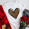 Fashion Unisex Tshirts Leopard Love Heart Print Tops Short Sleeve Clothing Ladies Harajuku Valentines Day Female Clothing