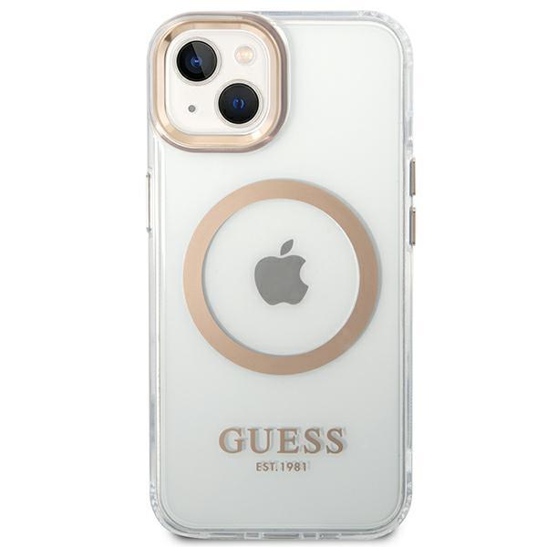Guess Guhmp14Mhtrmd Iphone 14 Plus / 15 Plus 6.7 Złoty/Gold Hard Case Metal Outline Magsafe