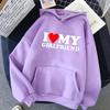 Valentine's Day I Love My Boyfriend Girlfriend Printed Hoodie Sweatshirt Unisex Pullover Long Sleeve Hooded