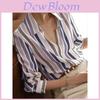 Womens Striped Long Sleeve Shirt With Spliced Fabric For Elegant Office Wear