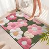 Faux Floral Door Mat High Traffic Entryway Rug Non-Slip & Absorbent Entrance Floor Mat With A Beautiful Artificial Flower Design