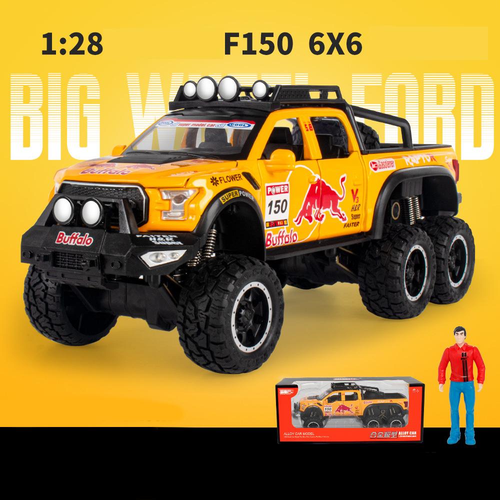 1/28 Ölçekli Ford Raptor F150 pres döküm model araç Oyuncak, Geri Çekin Oyuncak Araç Ses ve Işık ile Çocuklar için Yürümeye Başlayan Erkek Kız Hediye Koleksiyonu