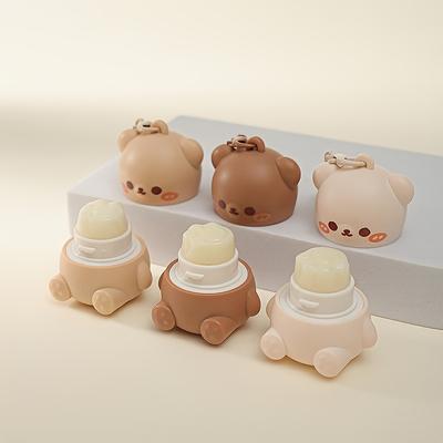 Schattige Kleine Beer Lippenbalsem Voor Kinderen Hydraterend Anti-droog Anti-kloof Mini Lippenbalsem Met Sleutelhanger Decoraties Lipverzorging
