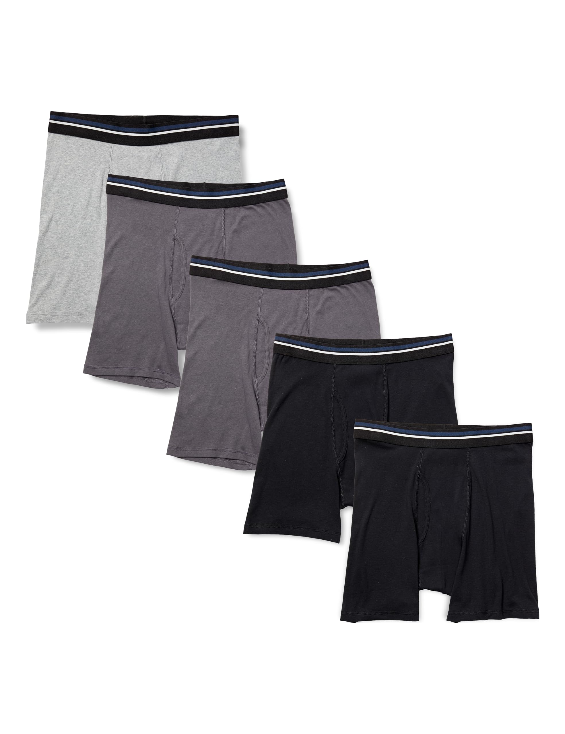 

Amazon Essentials 5-Pack Мужские боксеры-брифы, без бирок, хлопок, свободный крой, угольно-серый/черный/меланжевый серый, размер M