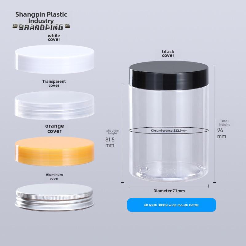 100ml Wide Mouth PET Plastic Travel Bottle & 250ml Transparent Cream Jar with Inner Cover