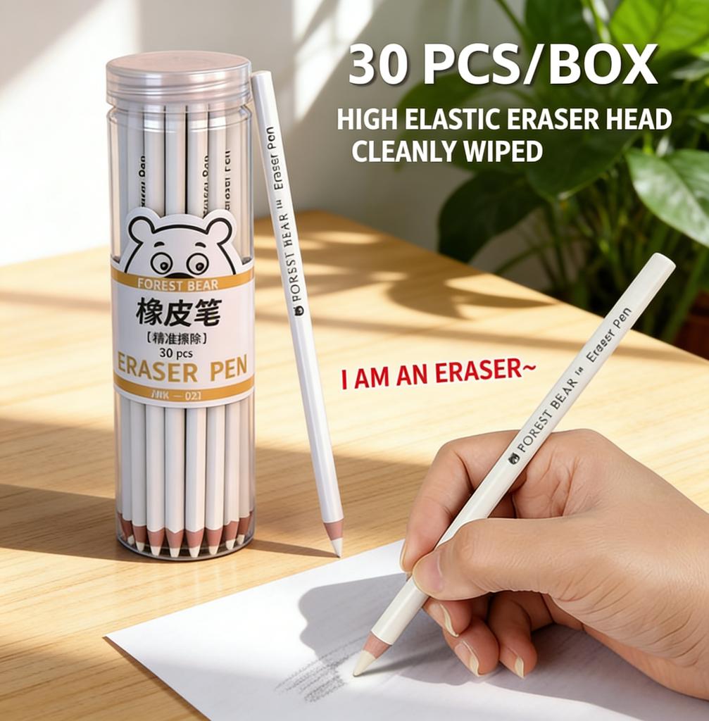 Pencil-Shaped Eraser Pen, Soft Eraser Tip, Easy To Sharpen, Precise Correction For Sketching, Note-Taking, Stationery Gift
