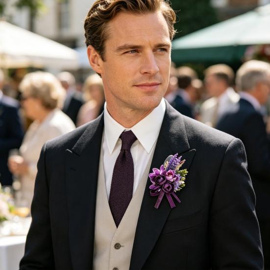 Yousheng Wedding Flower Boutonniere for Groom Groomsman Wrist Corsage for Bride Bridesmaid Lapel Floral Party Decoration