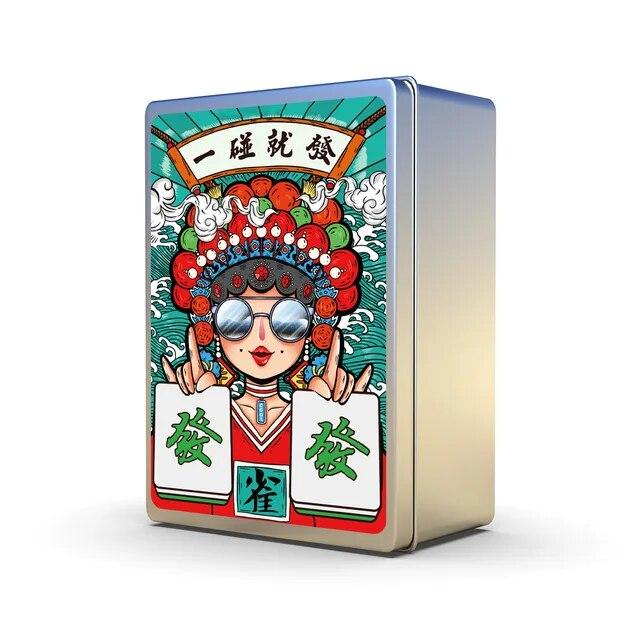 Mahjong Poker hrací karty vodotěsné přenosné cestovní papírové karty 144 karet/sada herní sada příslušenství pro rodinné setkání, párty