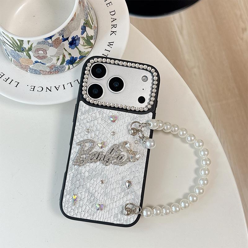 

Rhinestone Bow Tie Letter Phone Case for Apple 17promax Light Luxury Snakeskin Pattern Protective Case for IPhone 15 Female For iPhone 17Promax