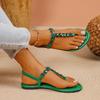 Fashion Rhinestone Decor Women Beach Shoes Women's Solid Color Thong Sandals Elastic Ankle Strap Lightweight Soft Sole Glitter Shoes