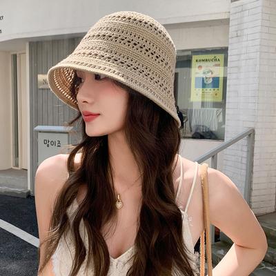 Damenmode Mesh Atmungsaktiver Sonnenschutzhut Sommer Gesicht bedeckender Sonnenhut Reise Strand Sonnen-Bucket-Hut