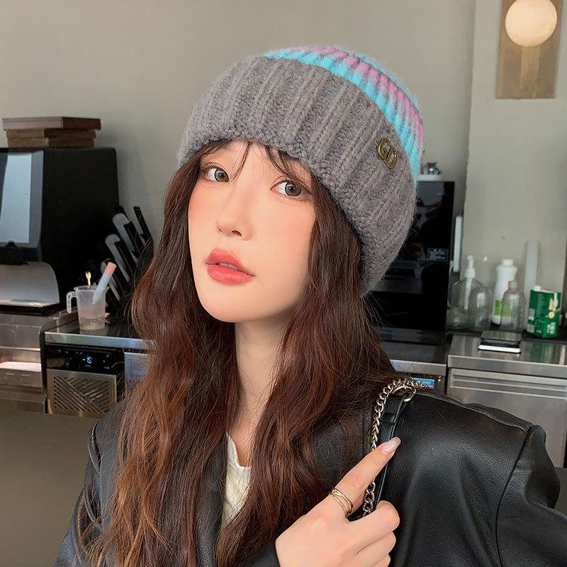 Knitted Warm Hat Ladies Pullover Ear Protector Confinement Windproof Hat Outdoor Cycling Sports Wool Hat Tide