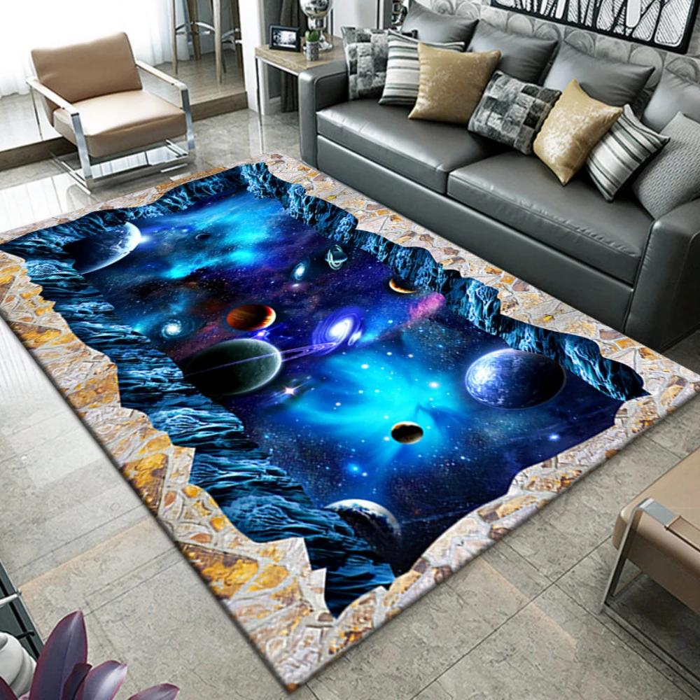 Creative Ocean 3D Dolphin Cave Lava Carpet for Living Room Decor Sofa Rug Kid's Play Mat Bedroom Bedside Soft Rug Doormat
